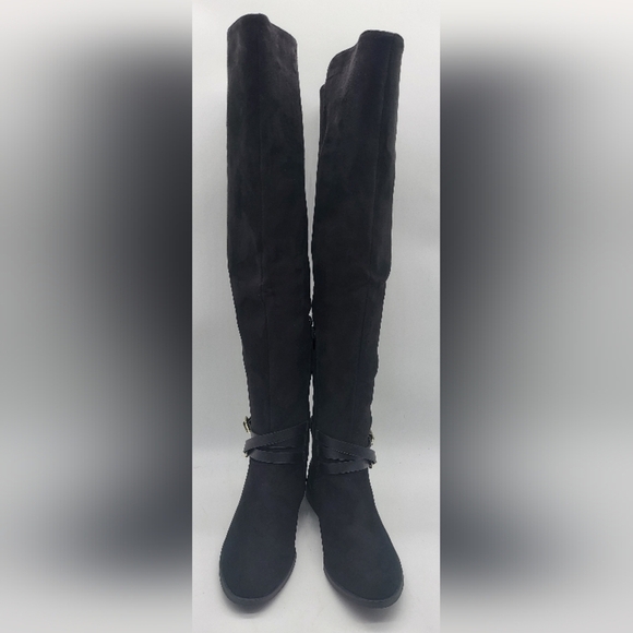1815- XOXO Over The Knee Women's Vegan Boots Black Color Size 6 M NWT - Picture 3 of 9